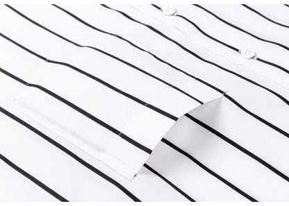 England Style Soft 100% Cotton Fashion Shirts Single Patch Pocket Long Sleeve Standard-fit Button-down Man Casual Striped Shirt