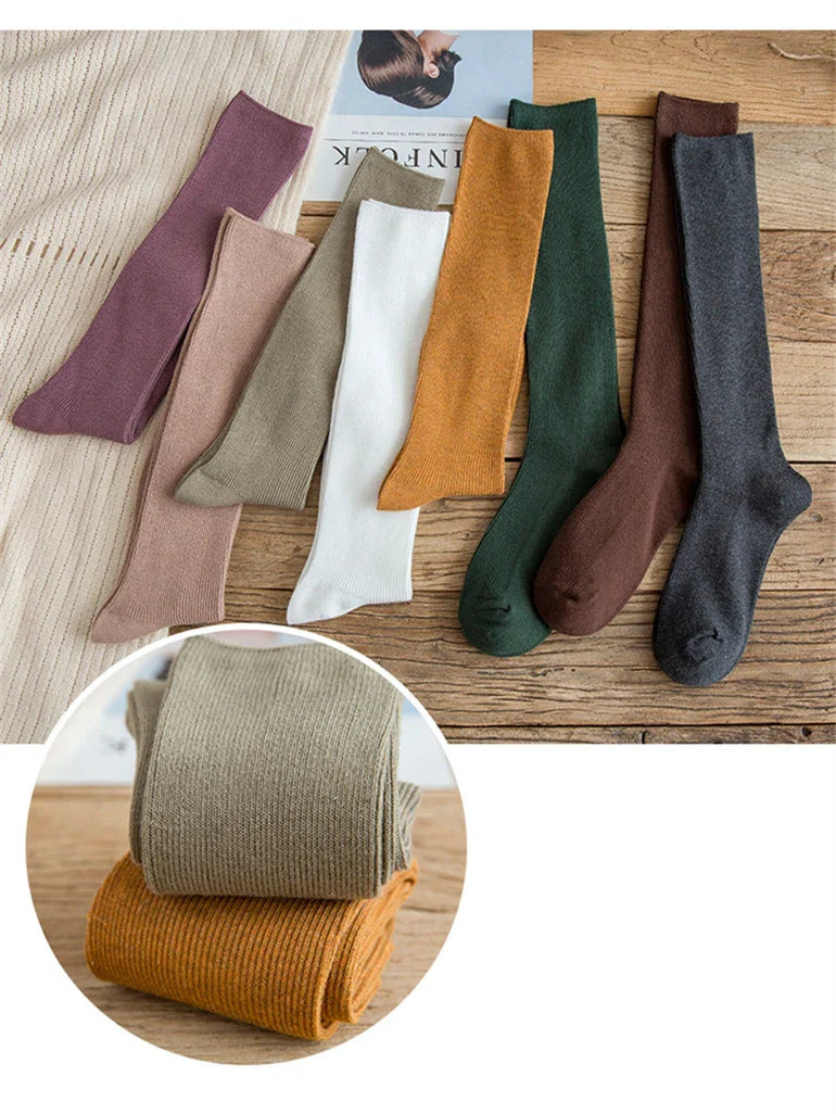 10 Colors Women's Cotton Socks Long Socks