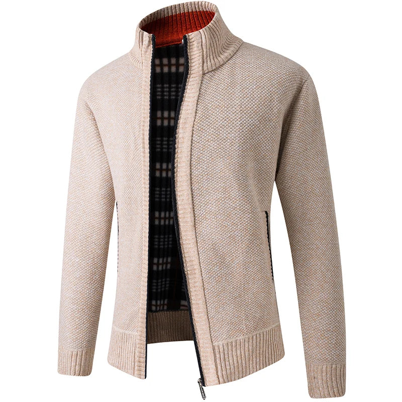 Men Sweater Cardigan Blazer Autumn/Winter Fleece Thick Warm Loose Zip Up