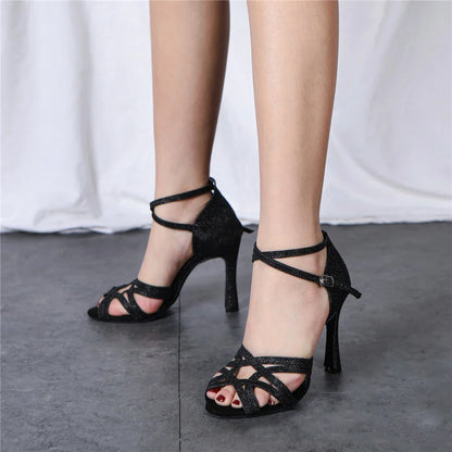 Women's High-Heeled Latin Dance Shoes Soft-Soled Breathable Indoor Party Dance Adult Shoes Stage Performance Dance