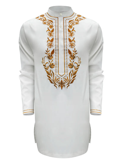 Men's Embroidery Set Two Pieces White Fashion Wedding Sets Formal Men Party Embroidery Sets Plus Size