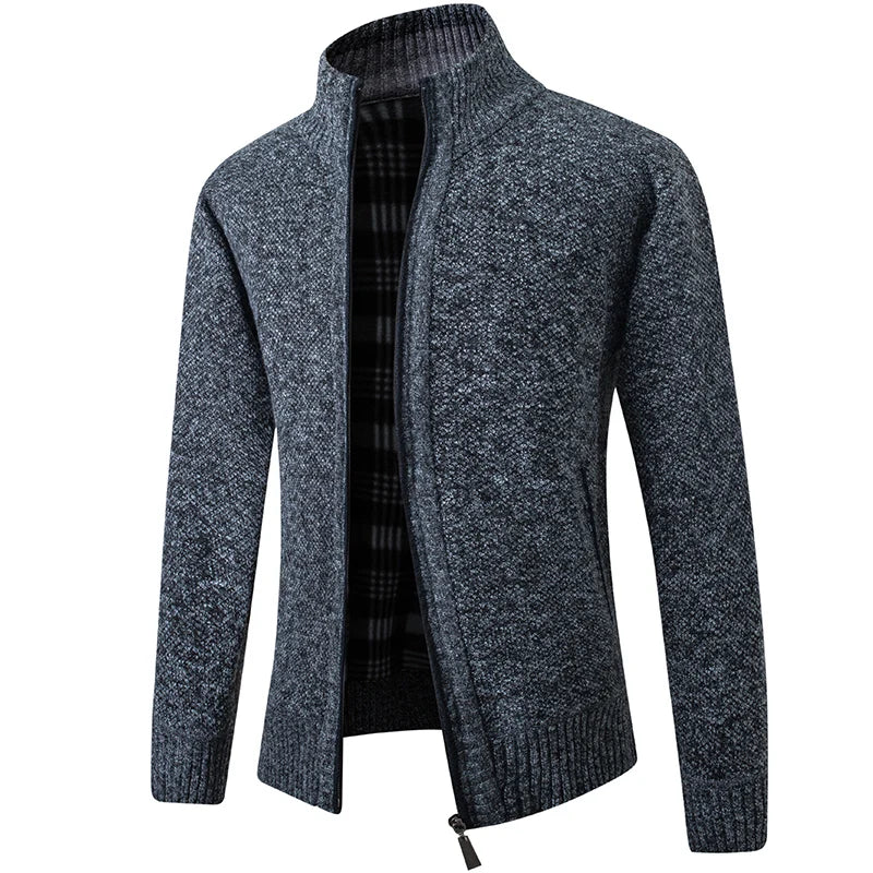 Men Sweater Cardigan Blazer Autumn/Winter Fleece Thick Warm Loose Zip Up