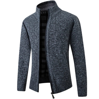 Men Sweater Cardigan Blazer Autumn/Winter Fleece Thick Warm Loose Zip Up
