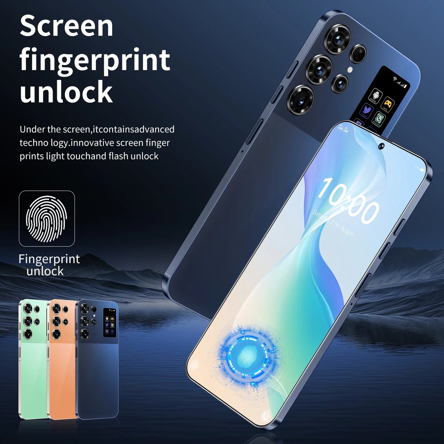S26 Ultra Android 15 5G Smartphone High Quality 7.3 Inch HD Face ID Deca core Gaming Mobile Phone 16GB+1TB Factory Direct