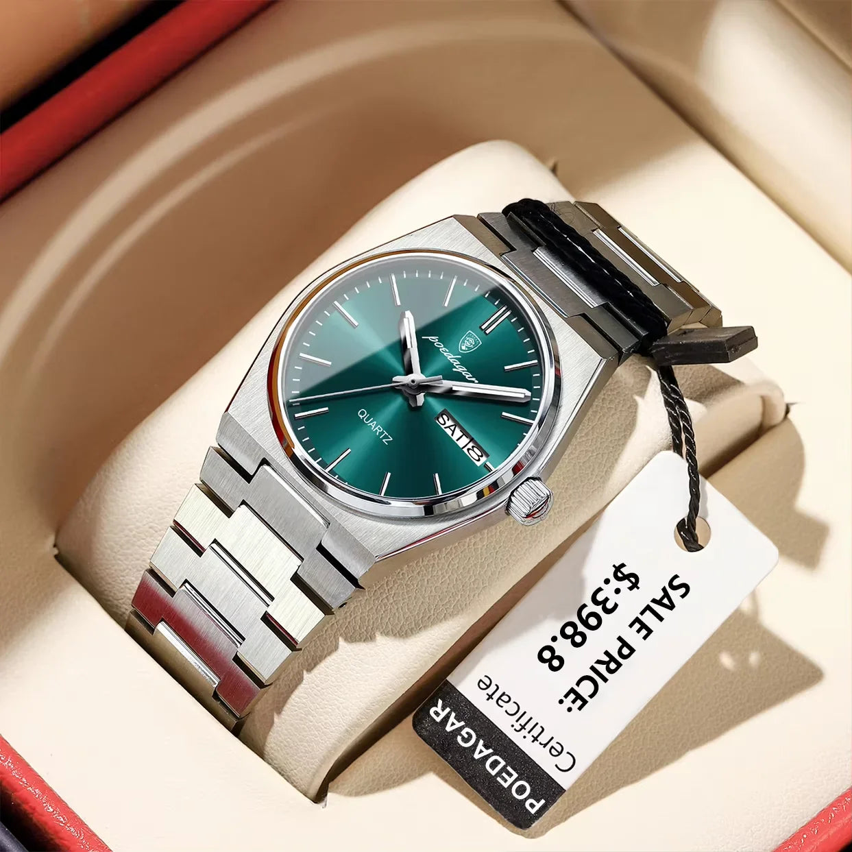 Luxury Watch for Woman Elegant Quartz Waterproof Luminous Date Week Stainless Steel