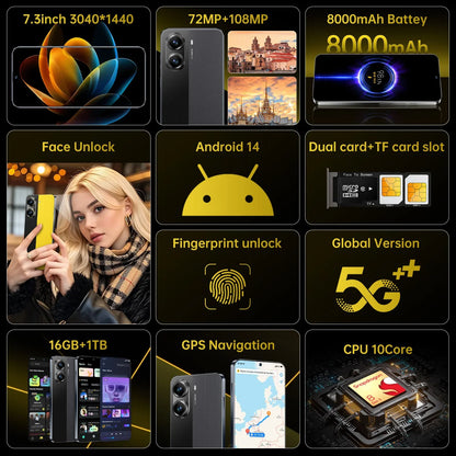 X7 Pro 16GB+1TB 5G LTE Dual-Slot Dual Standby Smart Android 14 6999mAh AMOLED 144Hz 108MP Rear Camera Smartphone