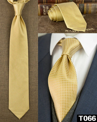Solid Floral Paisley Yellow Gold Men's Ties Neckties 100% Silk Jacquard Woven Tie Sets Pocket Square Party Wedding