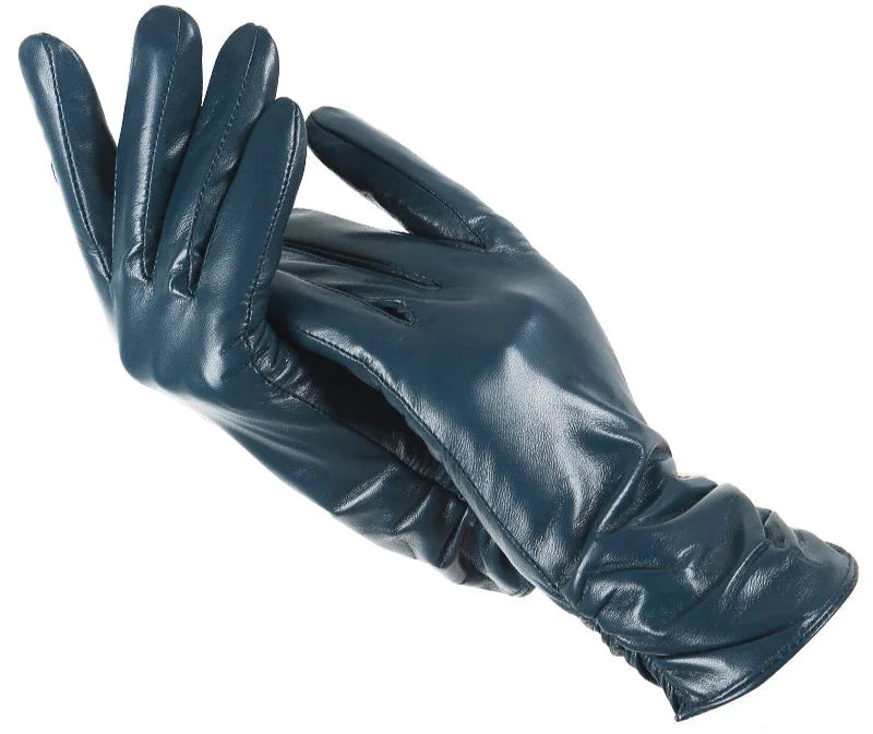 Classic pleated leather Women gloves