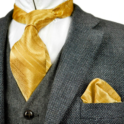 Solid Floral Paisley Yellow Gold Men's Ties Neckties 100% Silk Jacquard Woven Tie Sets Pocket Square Party Wedding