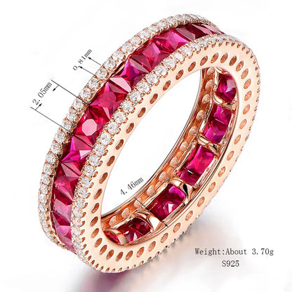 Women Fine Jewelry 925 Sterling Silver Round  Vintage Antique Band Ring With Clear Zircon Blue