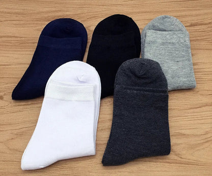 5 Pairs/lot Cotton Men's Dress Sock Solid Color