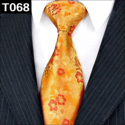 Solid Floral Paisley Yellow Gold Men's Ties Neckties 100% Silk Jacquard Woven Tie Sets Pocket Square Party Wedding