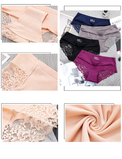 4pcs Lace Panties Women Seamless Underwear Plus Size