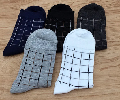 5 Pairs/lot Cotton Men's Dress Sock Solid Color