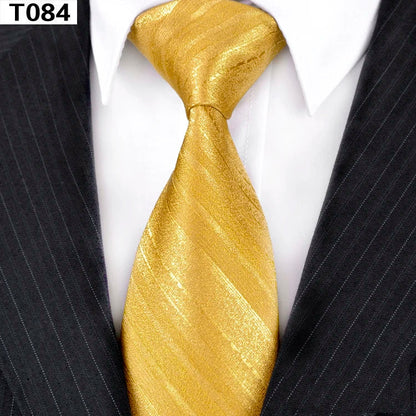 Solid Floral Paisley Yellow Gold Men's Ties Neckties 100% Silk Jacquard Woven Tie Sets Pocket Square Party Wedding