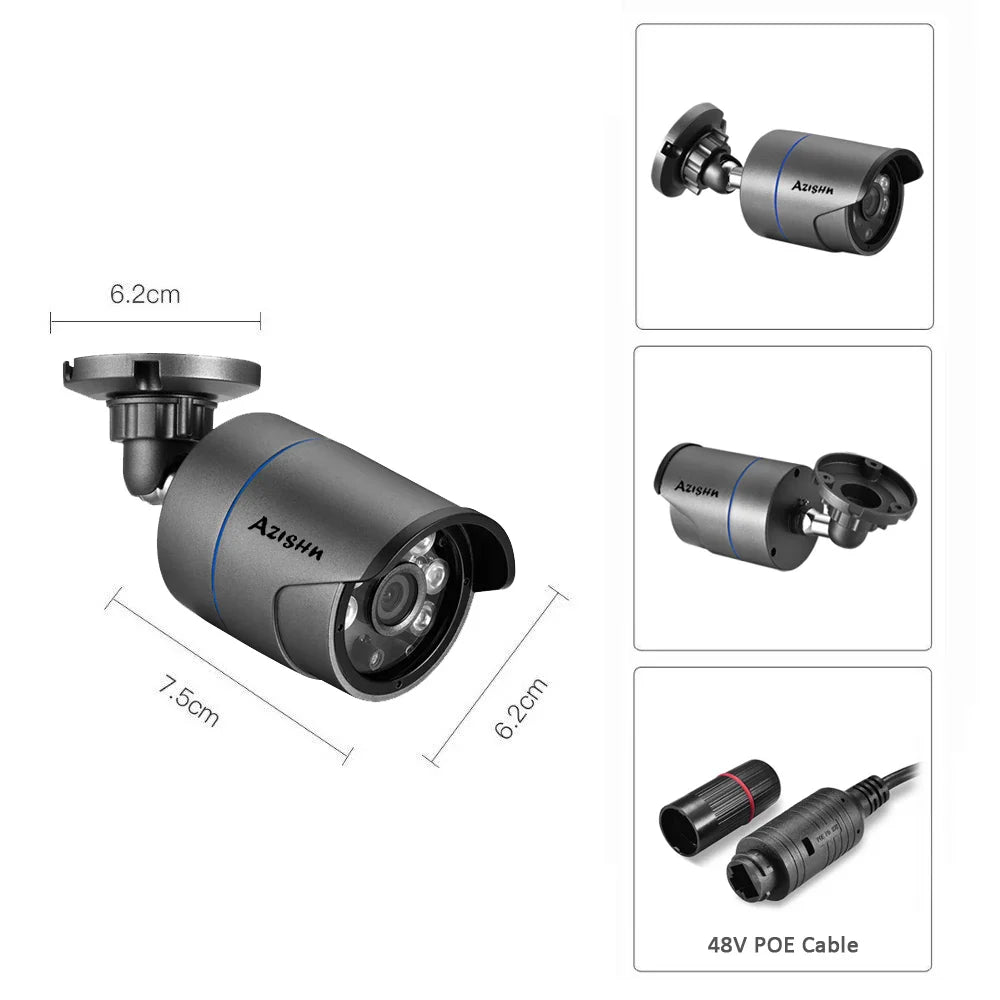 AZISHN 4K 8MP Video Surveillance Set 8CH POE NVR kit AI Human Detection IP Camera Indoor Outdoor Audio Recorder Security System