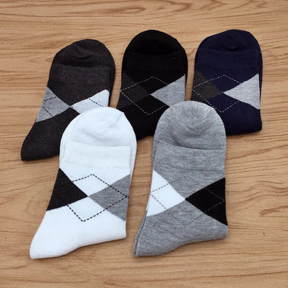 5 Pairs/lot Cotton Men's Dress Sock Solid Color