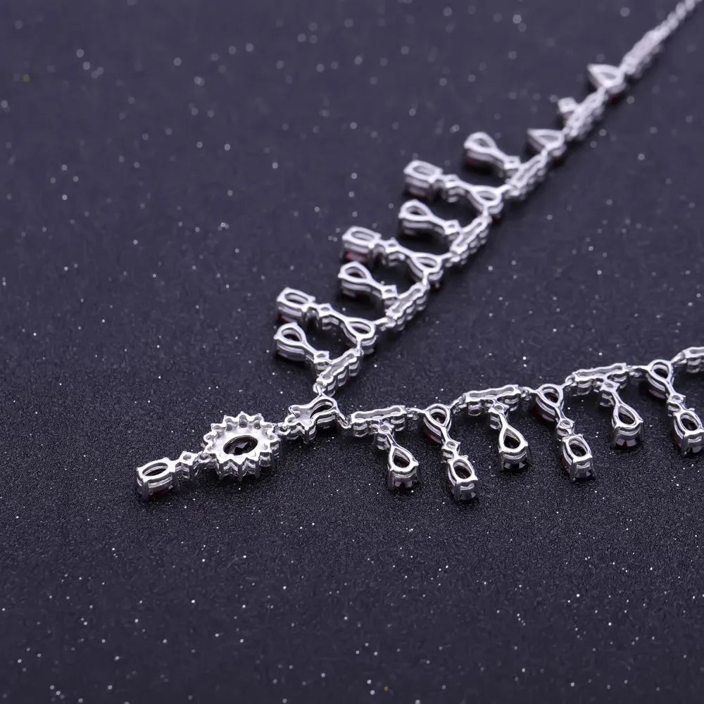 GEM'S BALLET 15.2Ct Natural Red Garnet Gemstone Necklace 925 Sterling Silver Fine Jewelry