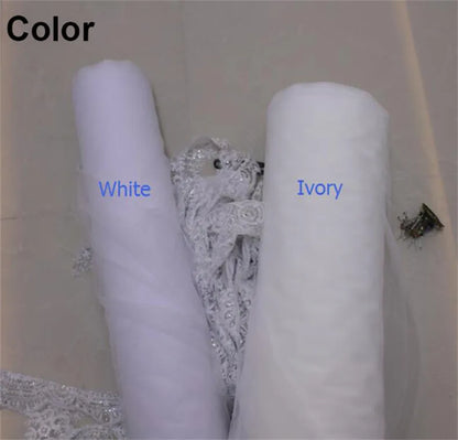 Tulip Floral Lace Wedding Veil with Comb Romantic Single Layer Bridal Veil with Beads