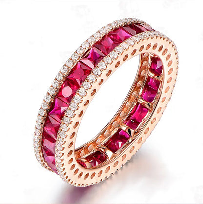 Women Fine Jewelry 925 Sterling Silver Round  Vintage Antique Band Ring With Clear Zircon Blue