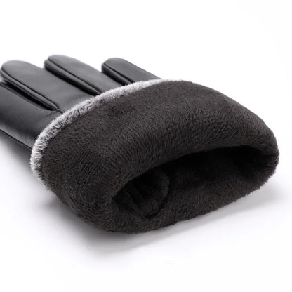 Men Gentleman Thicken Warm Touch Screen Pu Faux Leather Winter Gloves