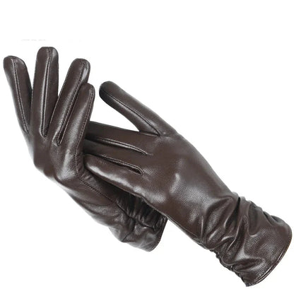 Classic pleated leather Women gloves