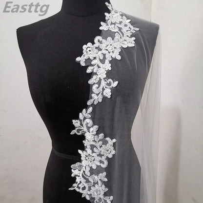 White/Ivory Wedding Veil 3m Long Comb Lace Mantilla Cathedral Bridal Veils