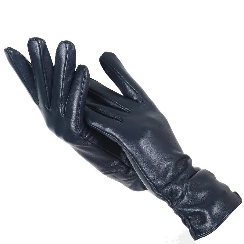 Classic pleated leather Women gloves