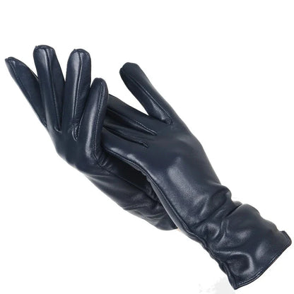 Classic pleated leather Women gloves