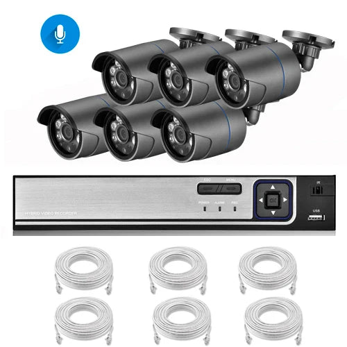 AZISHN 4K 8MP Video Surveillance Set 8CH POE NVR kit AI Human Detection IP Camera Indoor Outdoor Audio Recorder Security System