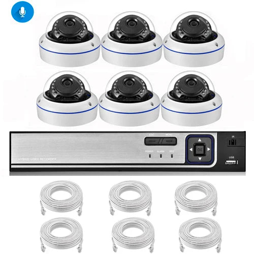AZISHN 4K 8MP Video Surveillance Set 8CH POE NVR kit AI Human Detection IP Camera Indoor Outdoor Audio Recorder Security System
