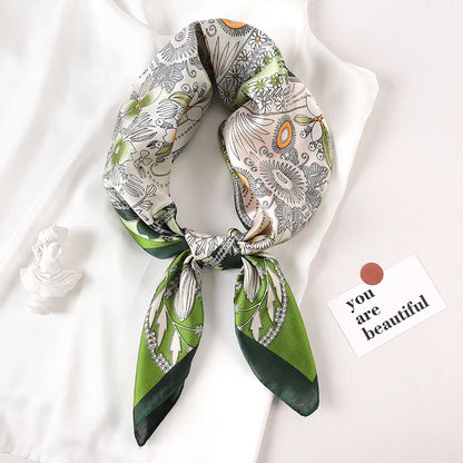 Luxury Brand Silk Satin Square Plaid Scarf