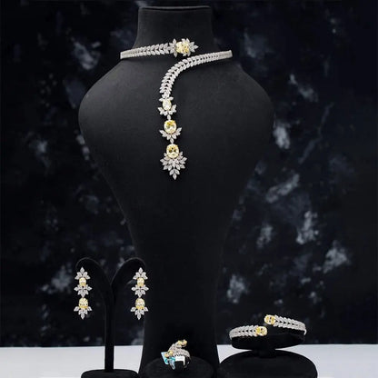 4PCS Green CZ Luxury African Dubia Jewelry Set