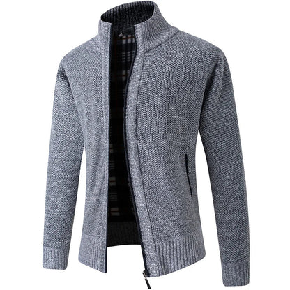 Men Sweater Cardigan Blazer Autumn/Winter Fleece Thick Warm Loose Zip Up