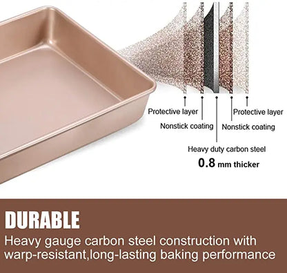 Deep Baking Pan Rectangular Non Stick Carbon Steel Bakeware Biscuit Bread Loaf kit