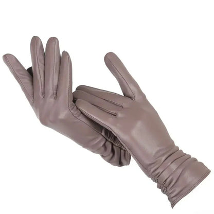 Classic pleated leather Women gloves