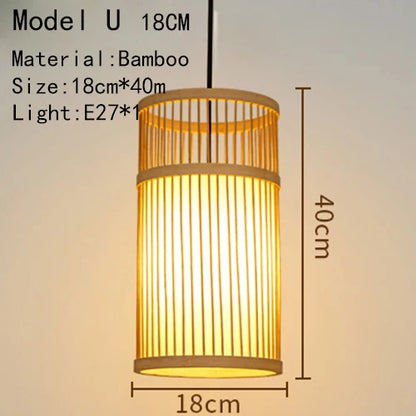 Bamboo Hand Knitted Wood Rattan Creative Hanging Lamp Light Fixture
