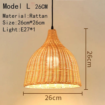 Bamboo Hand Knitted Wood Rattan Creative Hanging Lamp Light Fixture