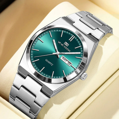 Luxury Quartz Men Wristwatch Waterproof Luminous Week Date Stainless Steel