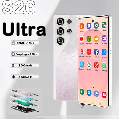 S26 Business Smartphone 5G Dual SIM 108MP Rear Camera Ultra HD Display 8000mAh Battery Octa Deca Core MTK Global 512GB Supports