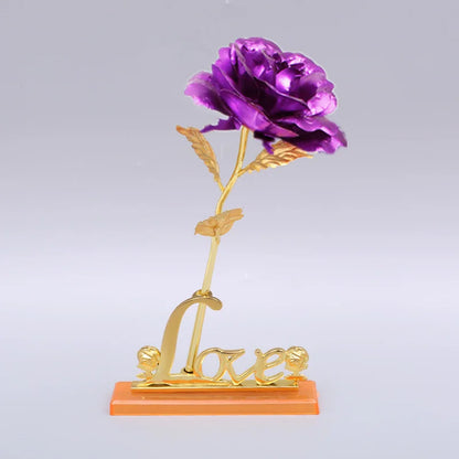 24K Plated Gold Rose Artificial Flower