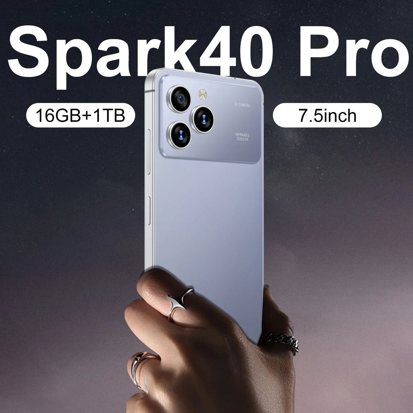 New Spark40 Pro 7.3 Inch Android 14 5G Deca Core 108MP HD LCD Dual SIM 16GB+1TB Smartphone