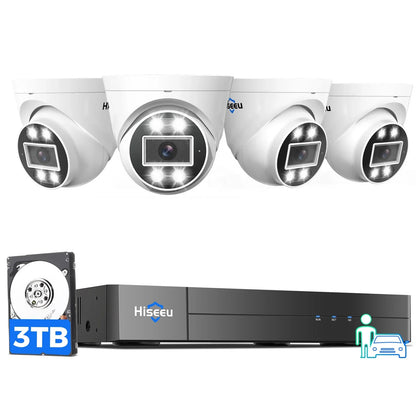 Hiseeu 4CH 5MP POE NVR Security Camera System Indoor CCTV Kit Two-Way Audio AI Smart Detection Dome IP Camera DVR Data Storage