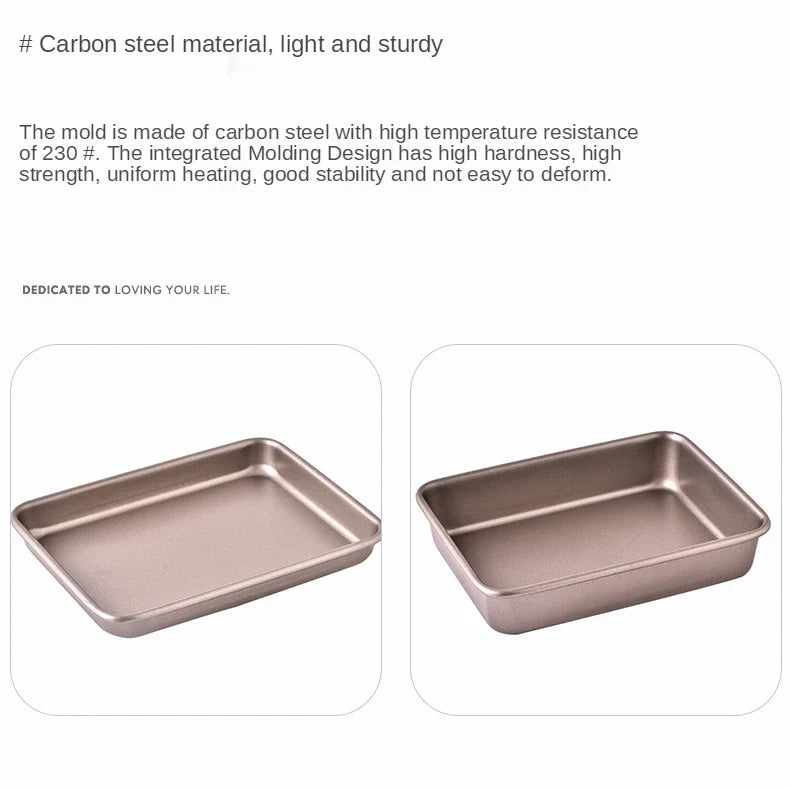 Deep Baking Pan Rectangular Non Stick Carbon Steel Bakeware Biscuit Bread Loaf kit
