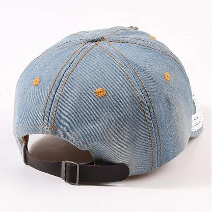 Women's Shiny Bling Denim Diamonds Hat Sparkling Rhinestone Baseball Cap