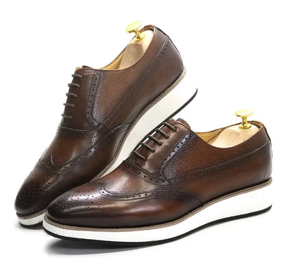 Real Leather Handmade Men's Shoes Dress Casual Spring Lace up Sports