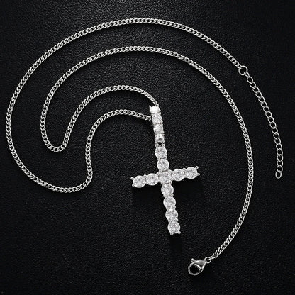 Moissanite Men Women Hip Hop Cross Pendant 925 Sterling Silver Material Fine Jewelry