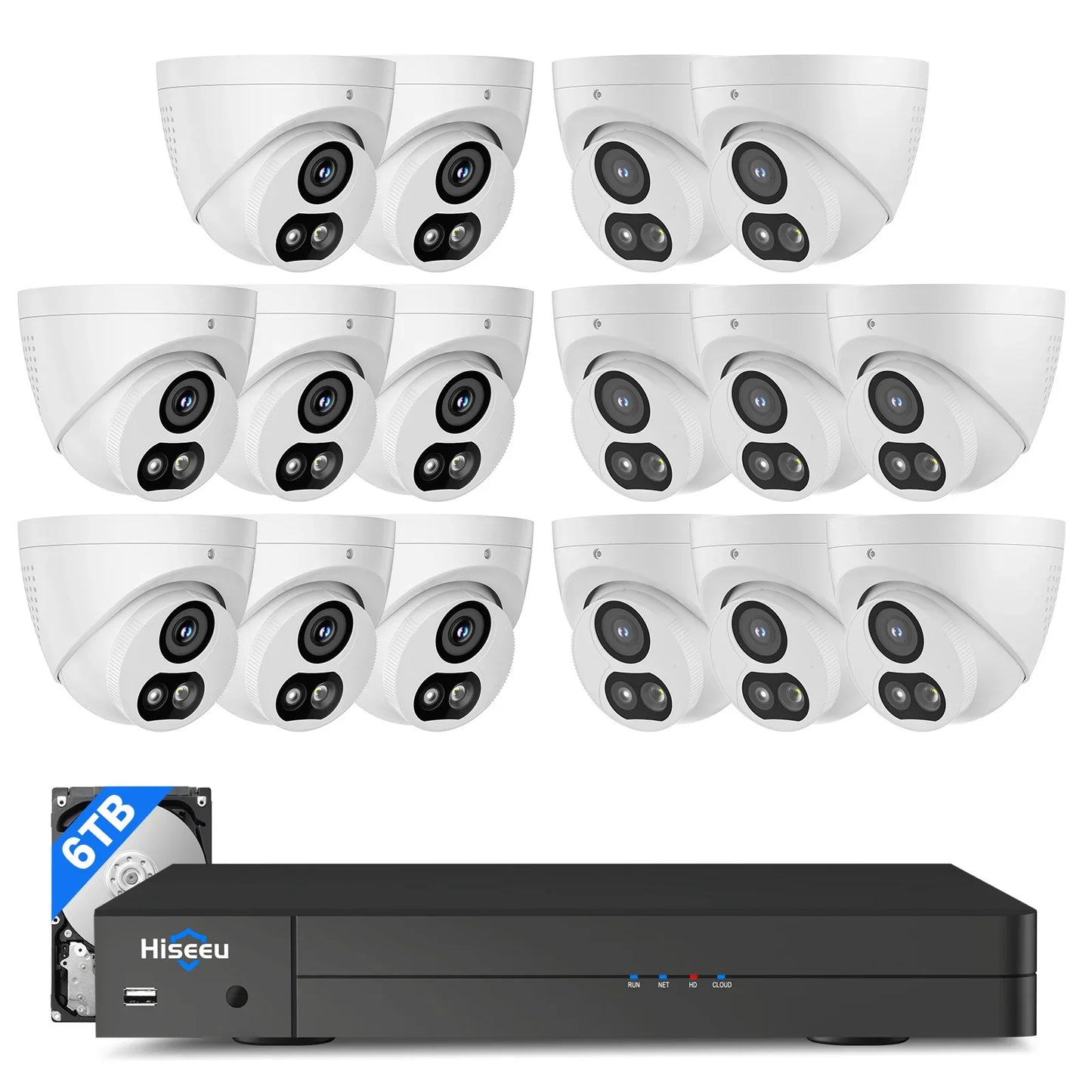Hiseeu 4K 16-Channel POE NVR Security Camera System 8MP Surveillance Camera Kit with Color Night Vision