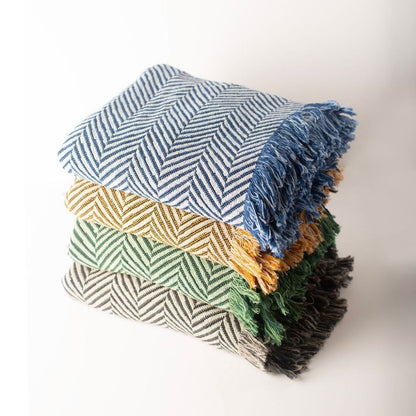 Henry — Chambray - Reversible Woven Blanket with Fringe