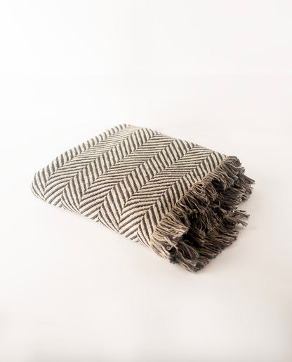 Henry — Stone Colorway - Reversible Woven Blanket with Fringe